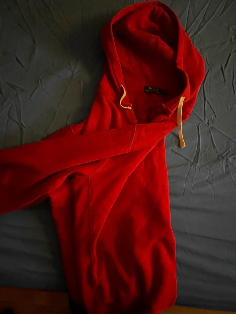 Red polo Hoodie with Drawstring